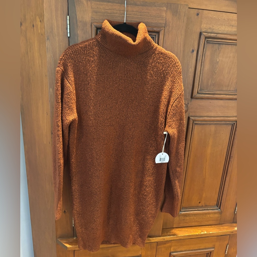 Chic Copper Turtleneck Dress
